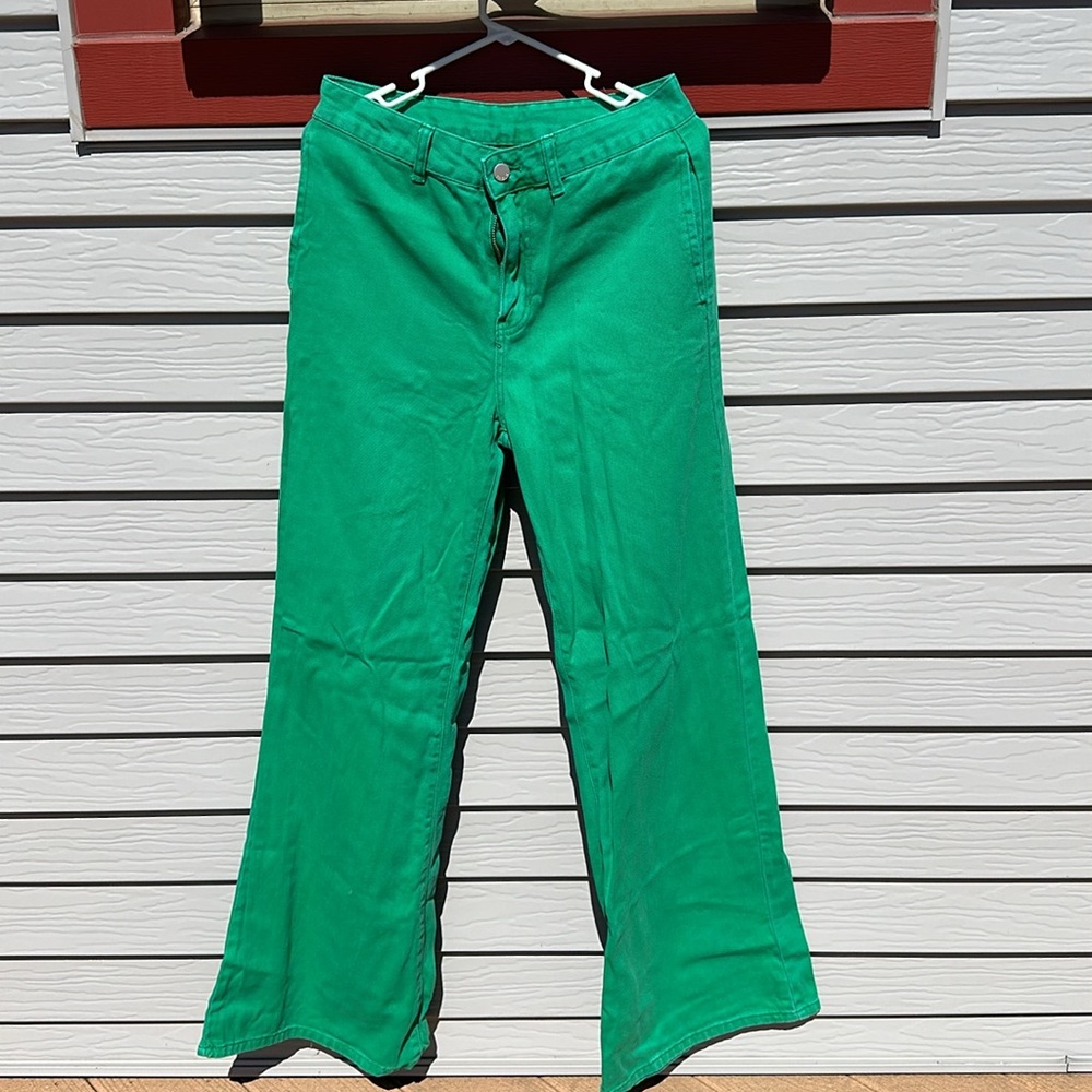 SHEIN W31 Flare Green Jeans.